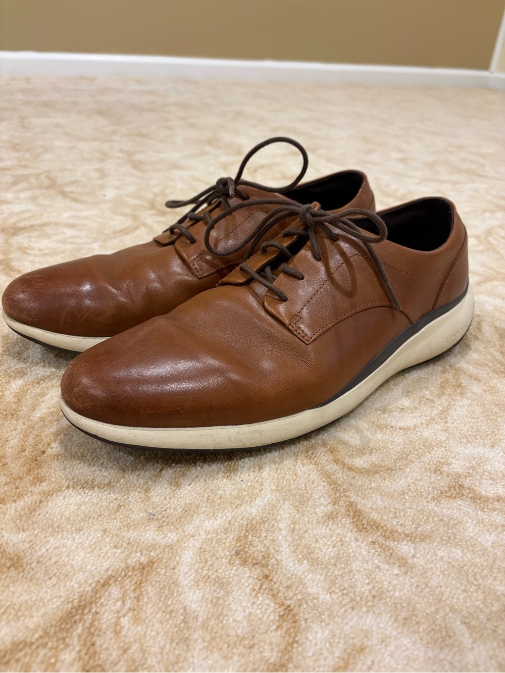 Cole Haan Men's Brown Leather Lace-Up Casual Dress Shoes